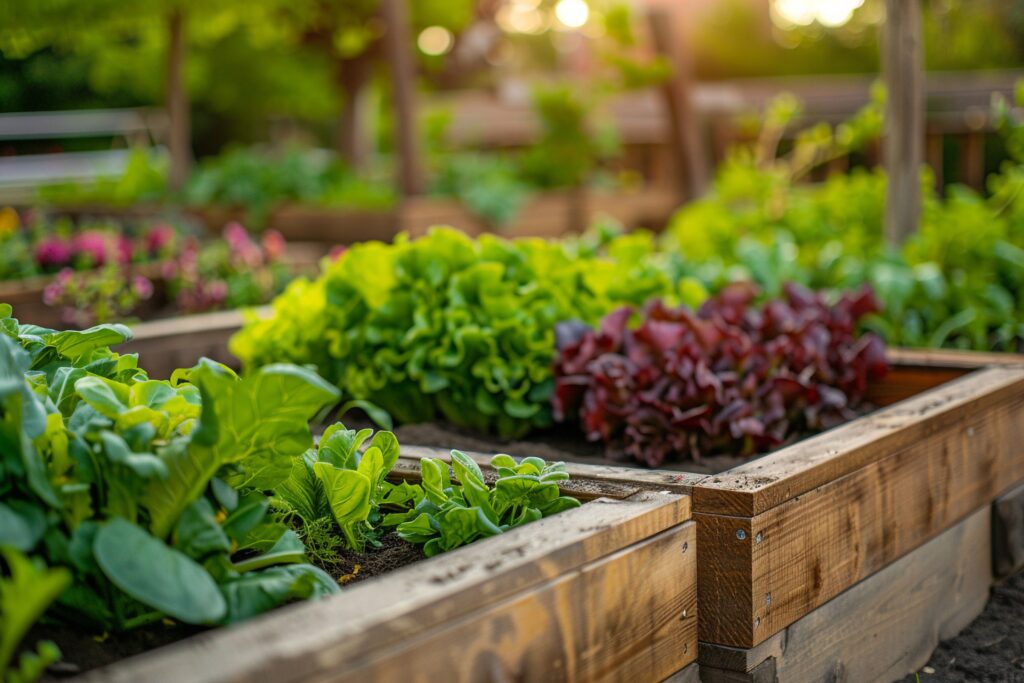 Raised bed lettuce garden