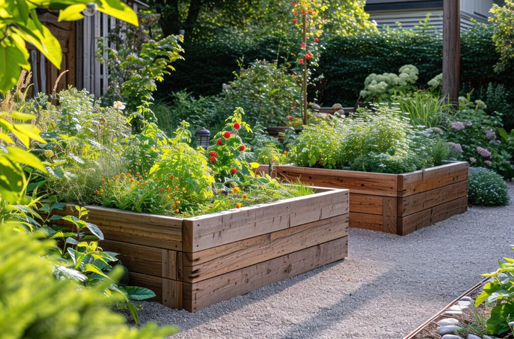 Raised garden bed vegetable garden wood